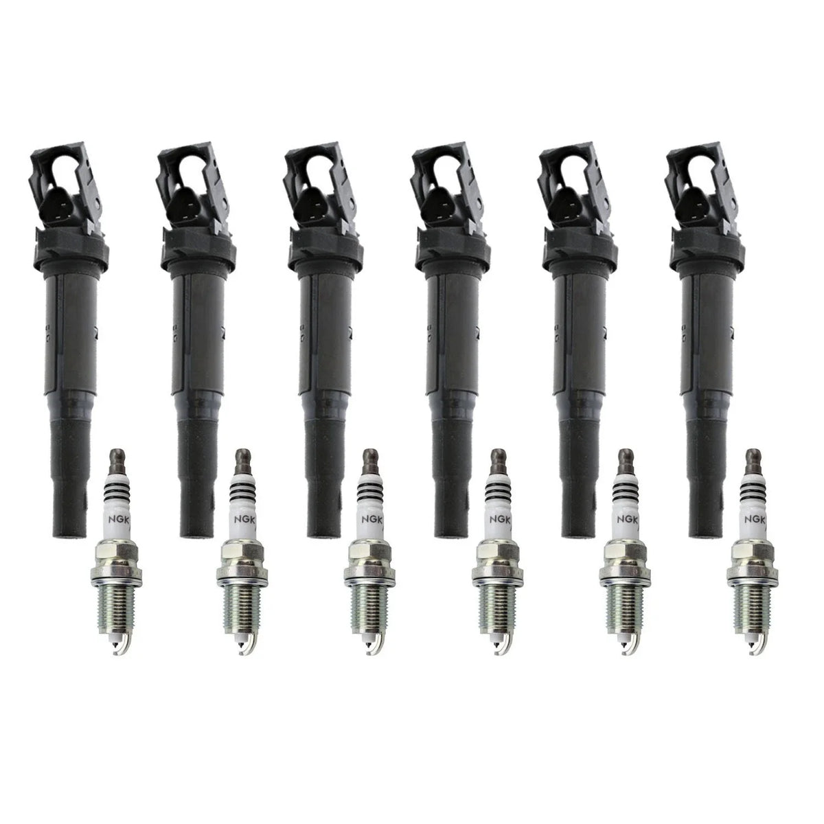 Set of 6 Ignition Coils & NGK Iridium Spark Plugs for BMW E60 E65 E66 E53 (2001–2010)