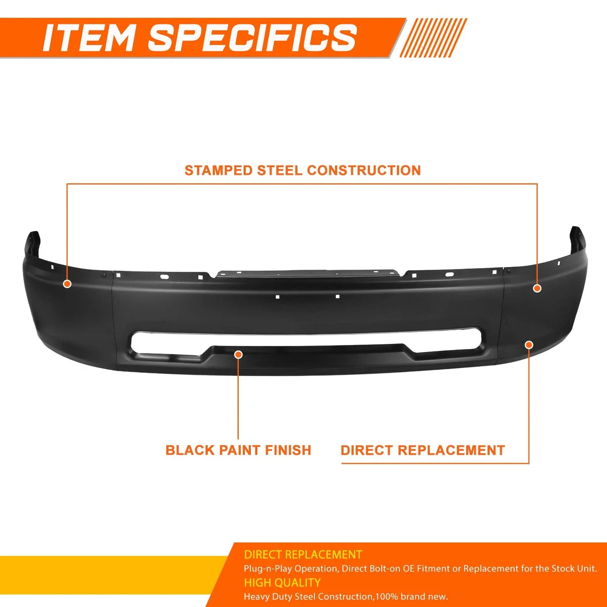 Steel Front Bumper Face Bar for Dodge Ram 1500 (2009–2012) Black
