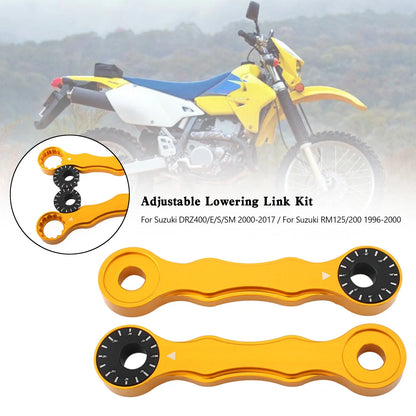 Gold Adjustable Link Kit for Suzuki DRZ400 (2000–2017) & RM125/200 (1996–2000)
