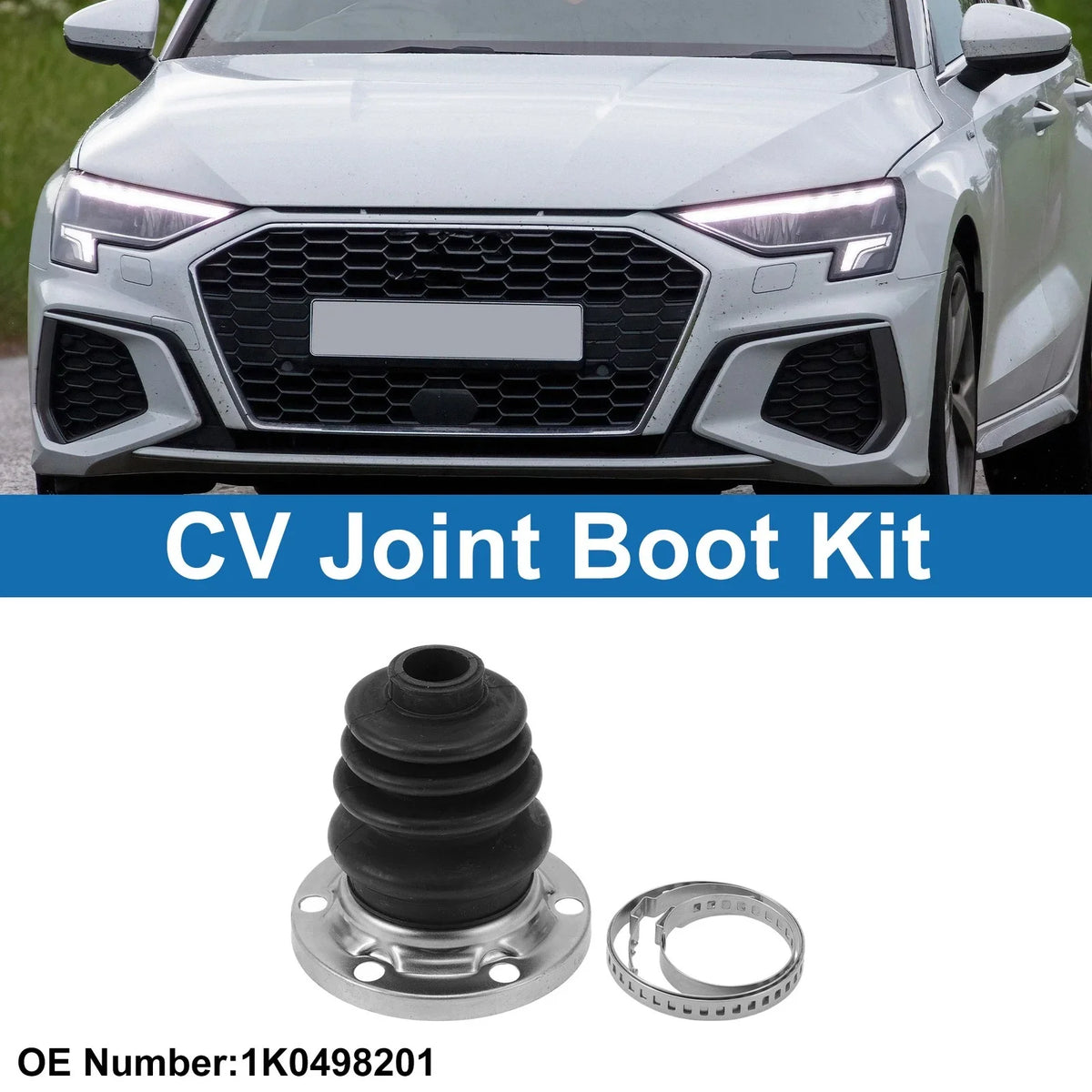 Inner CV Joint Boot Kit w/ Clamps for Audi A3 (2006–2013), A4 (2000)