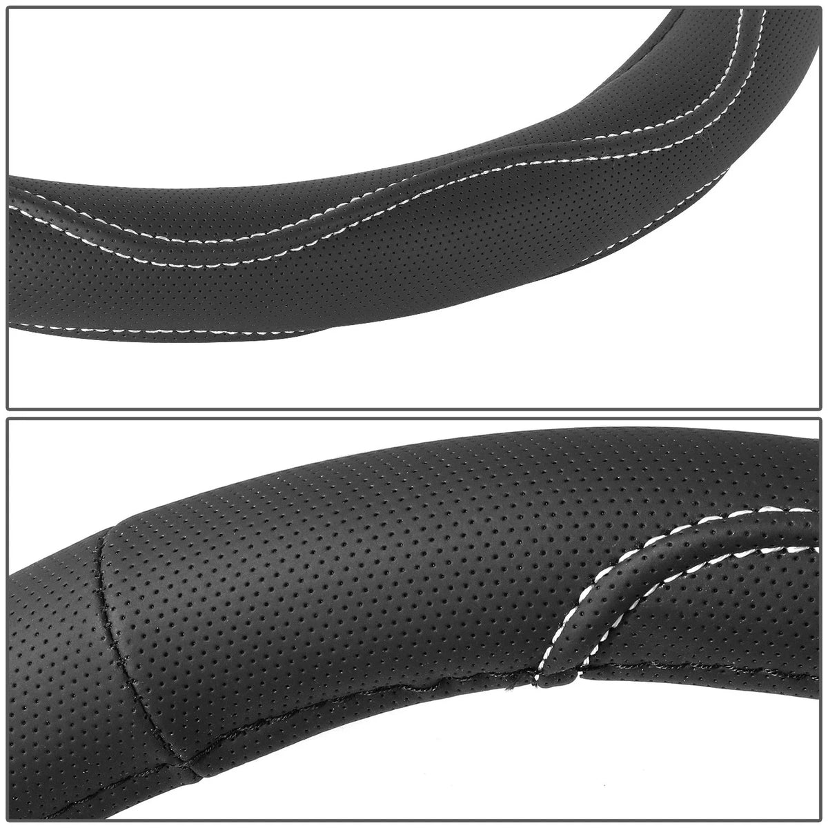 Steering Wheel Cover for - Matte Perforated Leather, White