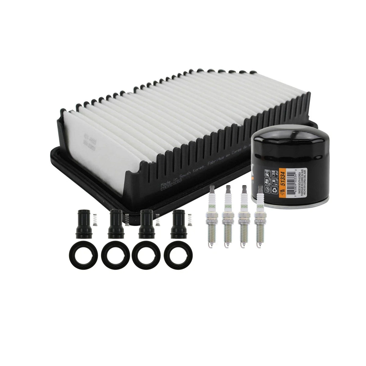 Tune Up Kit with NGK Spark Plugs & Coil Boot for Accent Rio Soul (2011–2019)
