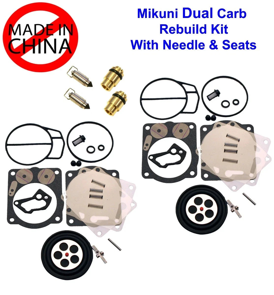 Dual Mikuni Carburetor Rebuild Kit & Needle/Seat for SeaDoo GTX GSX LRV RX XP (1995–2003)
