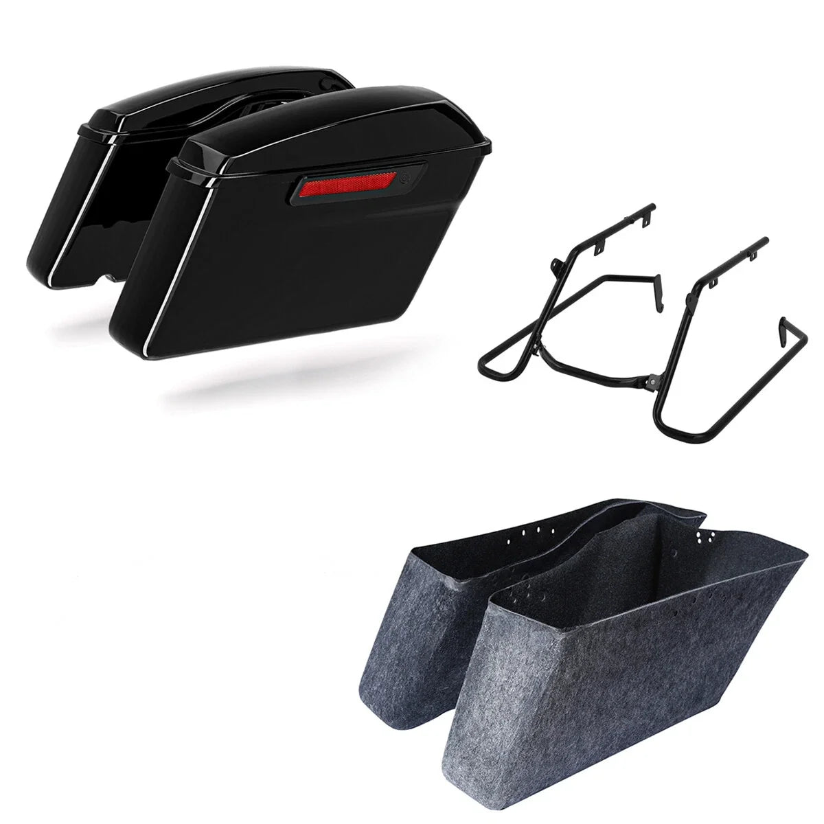 Hard Saddlebags with Conversion Bracket Kit for Harley Fat Boy 2018-2025