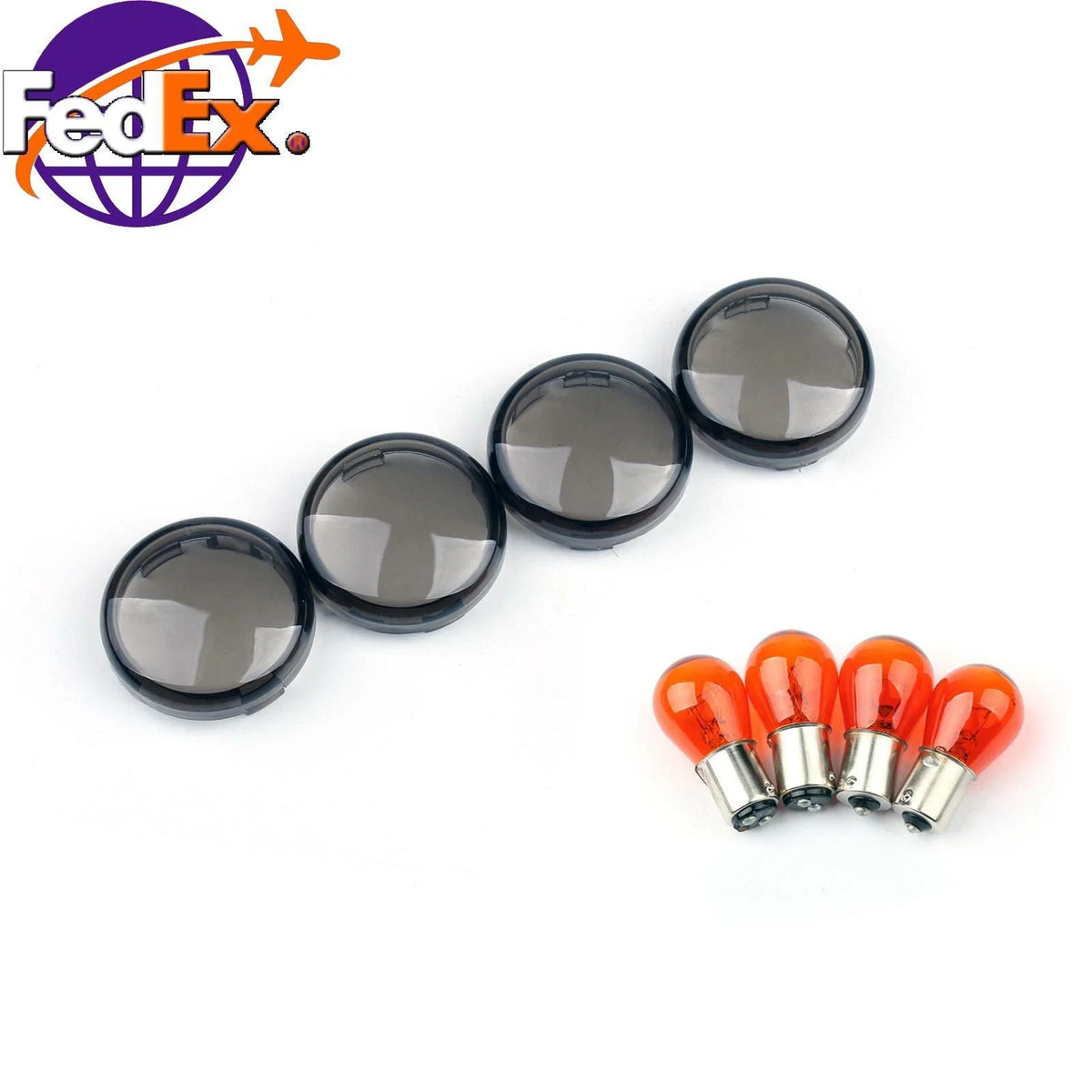 4X Smoke Turn Signal Lens Bulbs for FXDF Softail Dyna Sportsters (2002–Present)