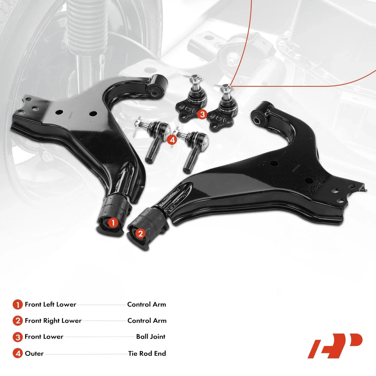 6X Front Control Arm Tie Rods with Ball Joints for Pathfinder 1996-2004
