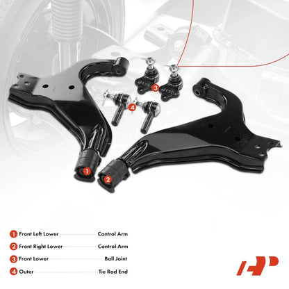 6X Front Control Arm Tie Rods with Ball Joints for Pathfinder 1996-2004