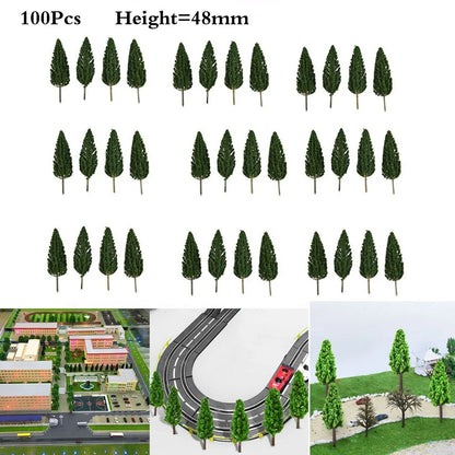 N-Scale Train Railroad Layout 100Pcs Pine Trees - 4.8cm Tall