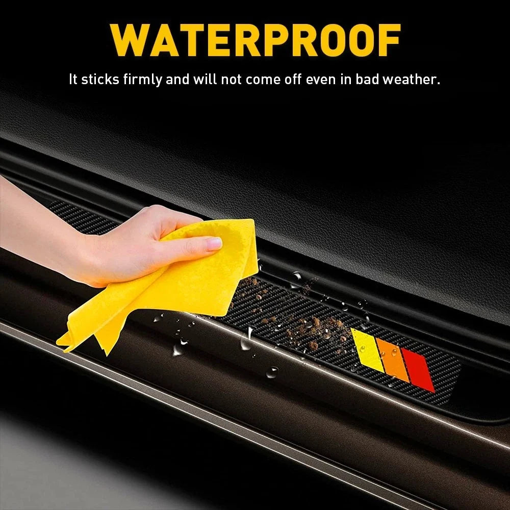 Door Sill Plate Scuff Covers - Set of 4 Carbon Fiber for Toyota