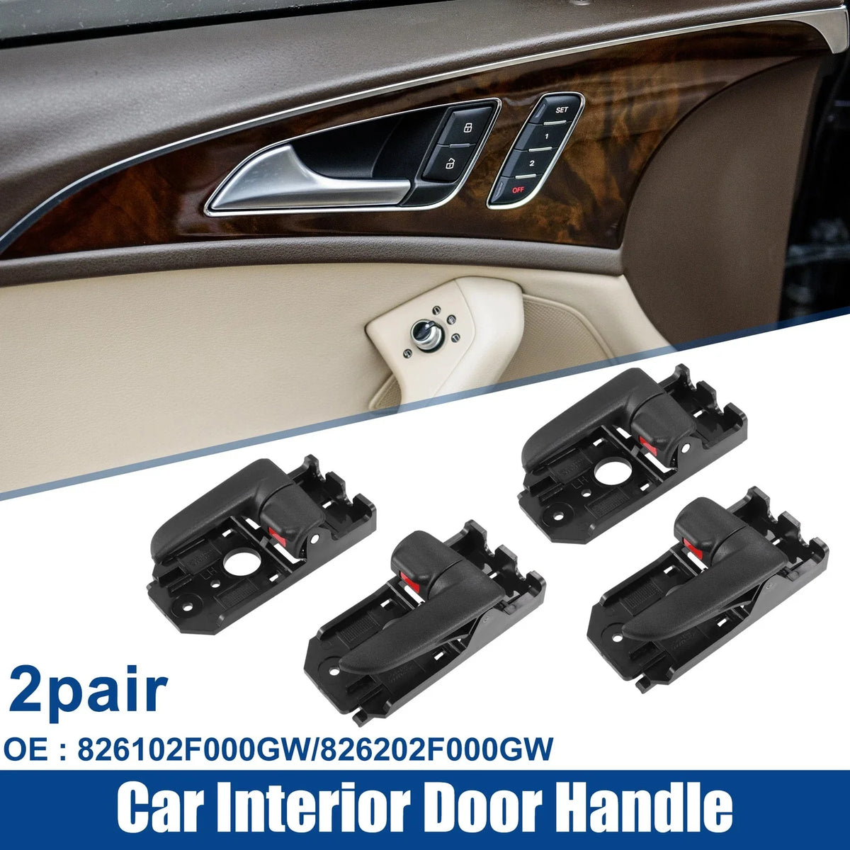 2 Pair Black Interior Door Handle for Kia Spectra (No. 826102F000GW)
