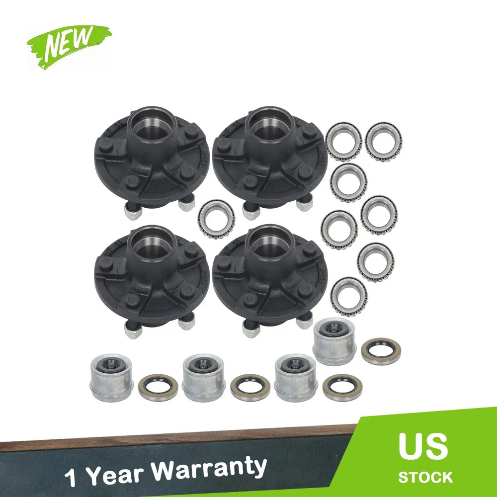 Set of 4 Trailer Hub Kits for 2000 lbs Spindle (5 x 4.5')