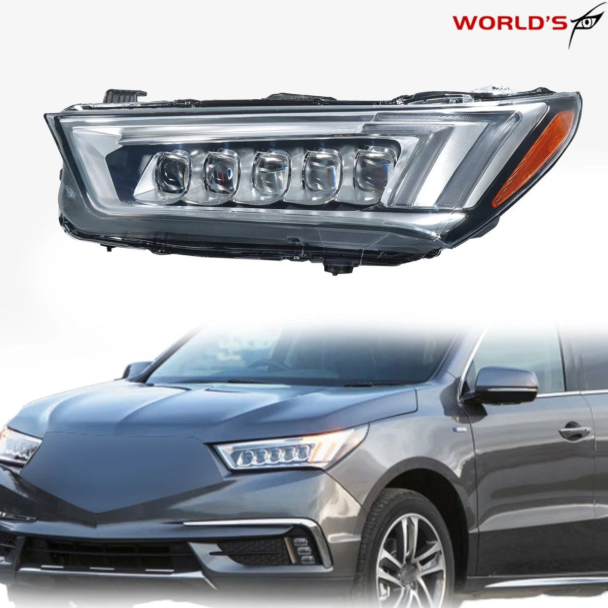 LED Headlight for Acura MDX (2017–2020) Clear Lens Left Side Chrome