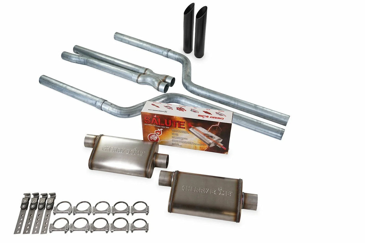 Dual Exhaust System - 2.5" Cherry Bomb BW Tip for Chrysler 300 V6 2005-2018