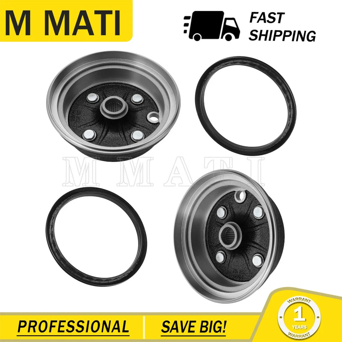 2X Front Brake Drum and Dust Seal for Yamaha Big Bear 350 1989-1998