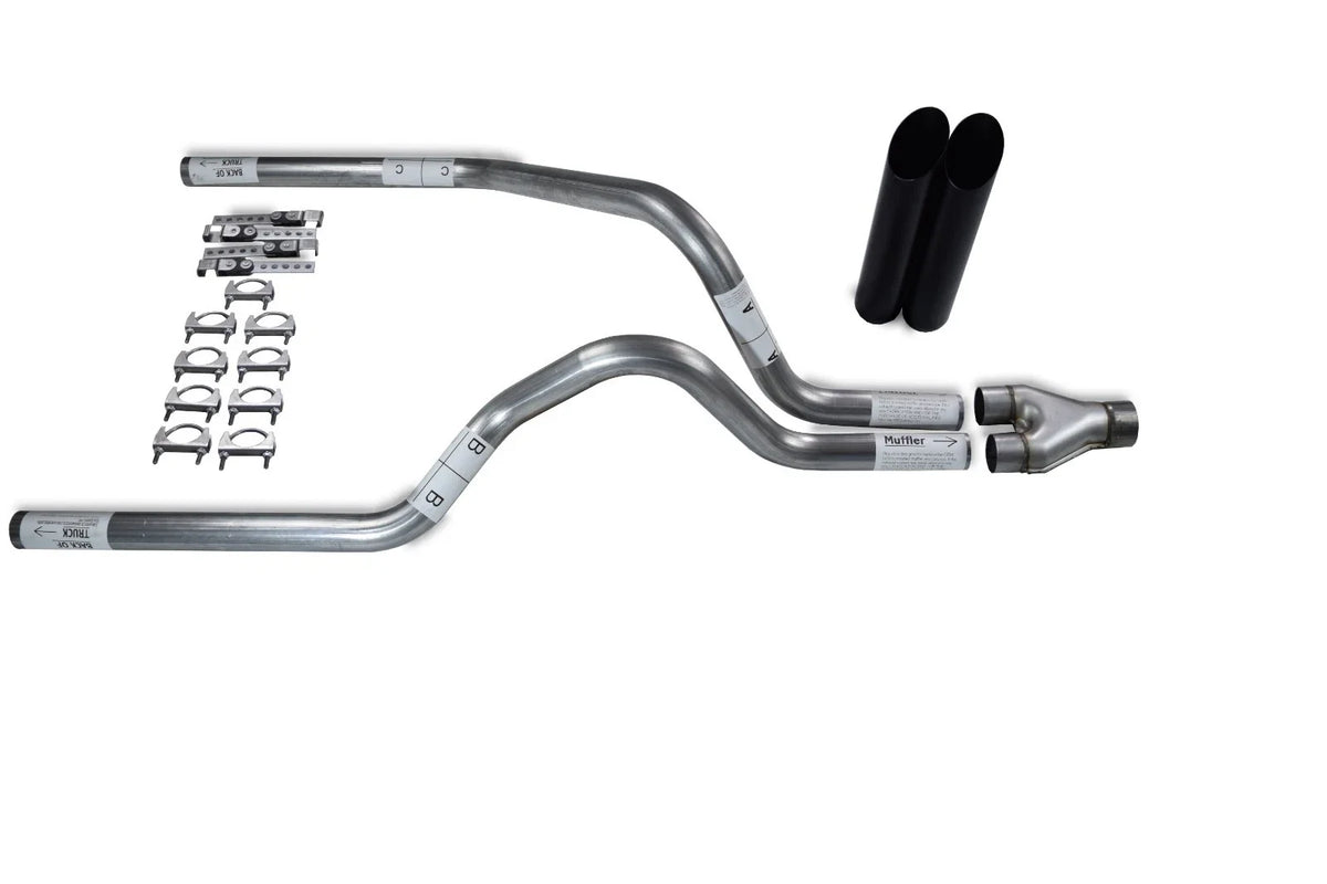 Dual Exhaust Kit for Dodge Dakota (1997–2005) - 2.5" Y Pipe, Black Tips