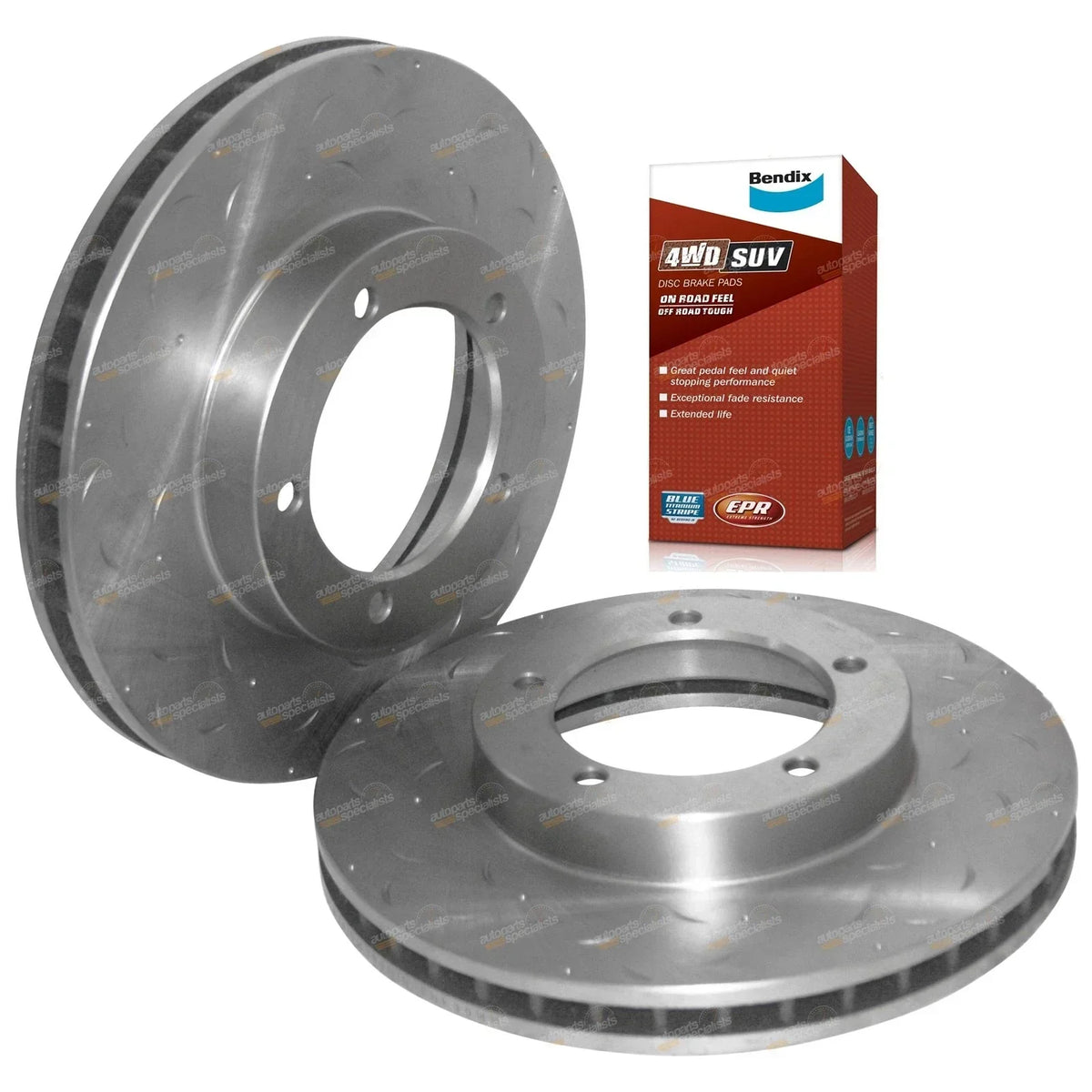 Drilled Slotted Front Disc Rotors and Brake Pads for 76-79 Landcruiser