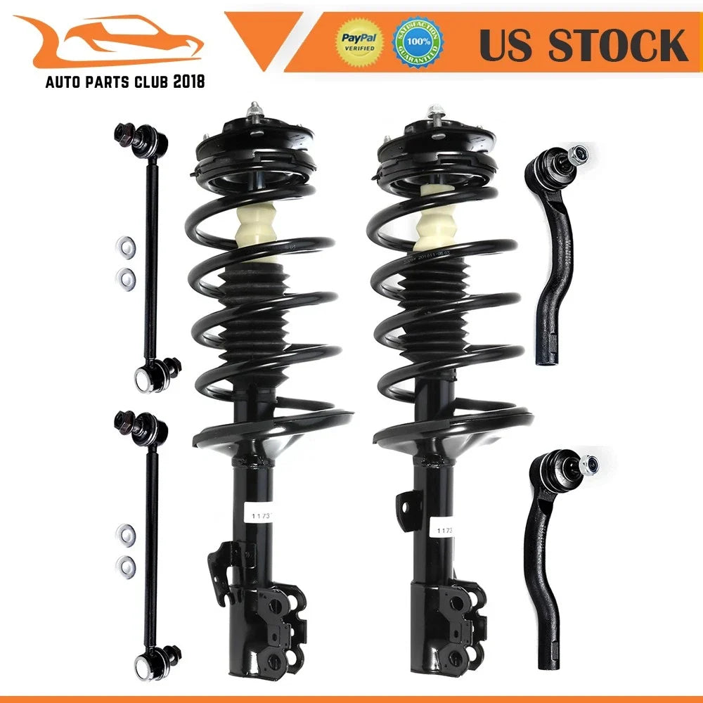 Front Struts with Sway Bars and Outer Tie Rods for Toyota Sienna 2005-2010