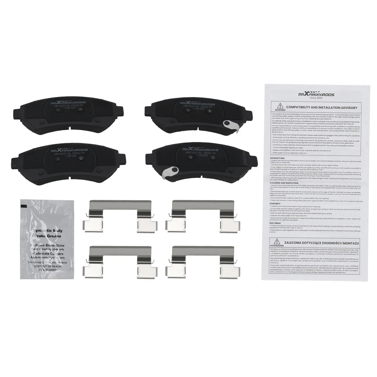 Front Ceramic Brake Pads Kit for Pontiac Grand Prix, Montana/Cadillac DeVille (2004–2008)