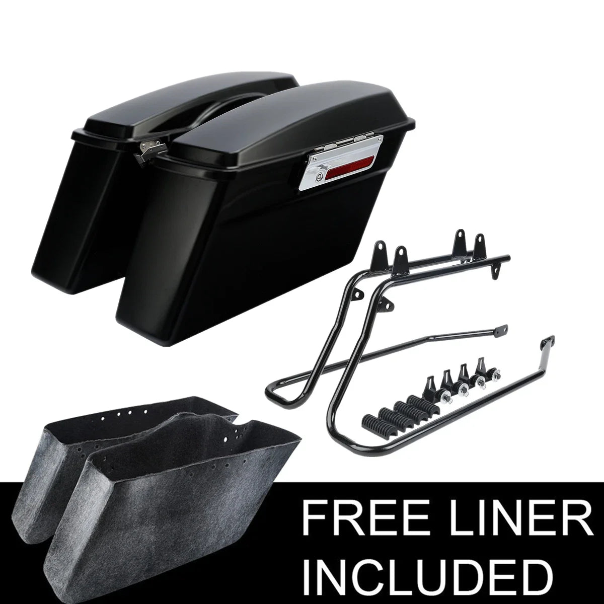 Matt Black Finish Saddlebags with Brackets for Harley Softail 1984-2017