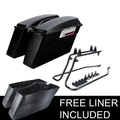 Matt Black Finish Saddlebags with Brackets for Harley Softail 1984-2017