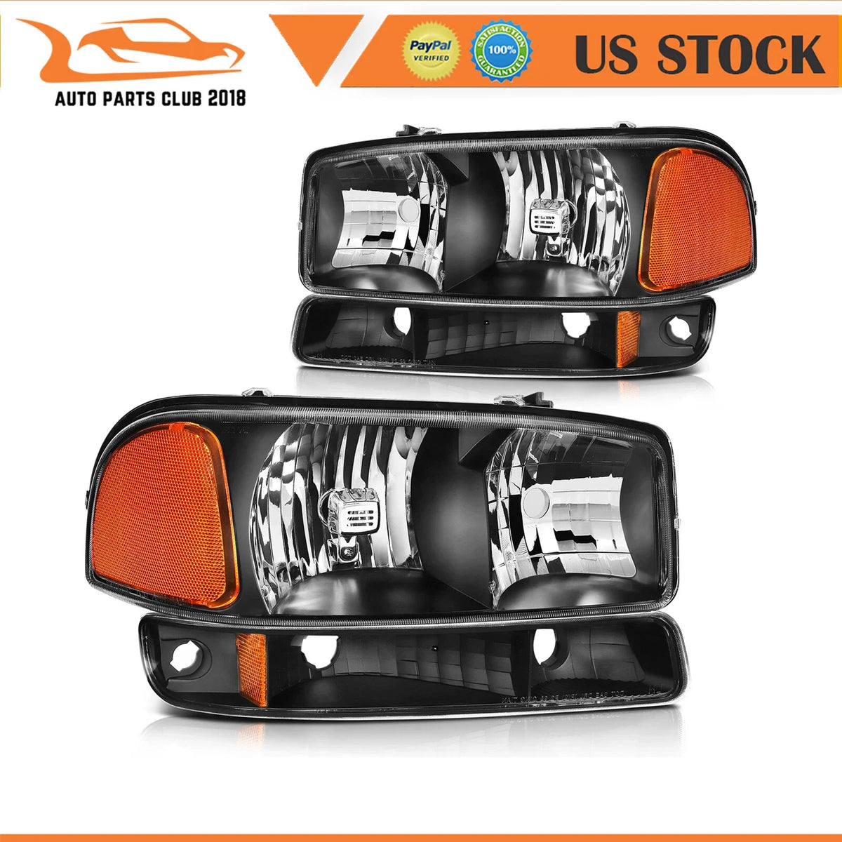 Headlight Assembly for GMC Yukon XL 1500/2500 (2000–2006) Black Housing
