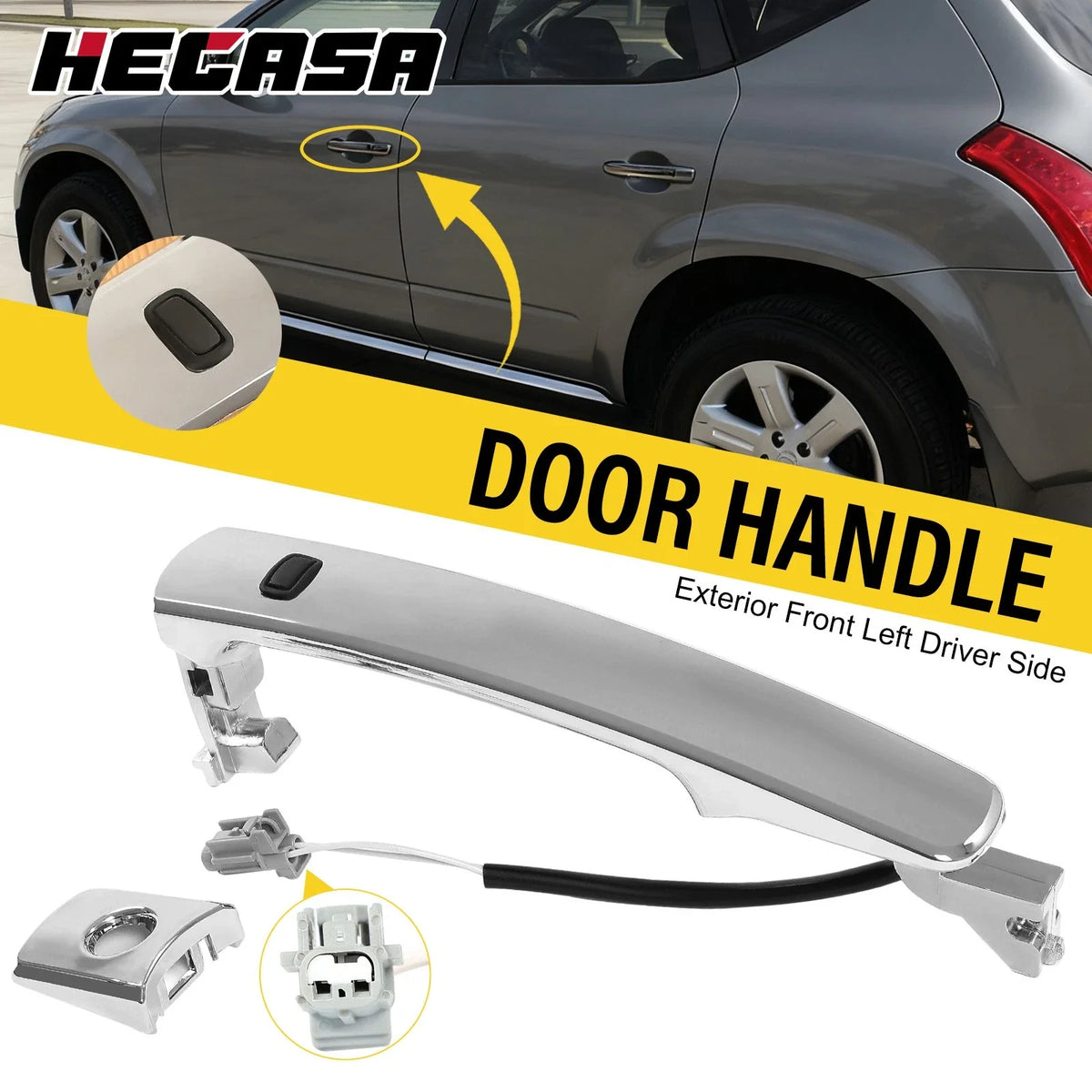 Front Driver Chrome Door Handle, Smart Entry for Nissan Murano 2003–2007