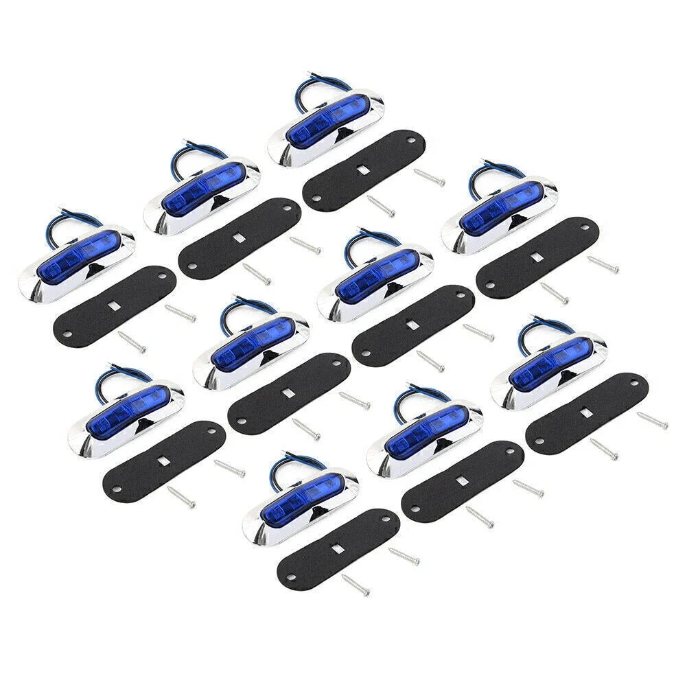 10x Blue LED Side Clearance Marker Light for Car Truck Trailer Pickup (12V 24V)