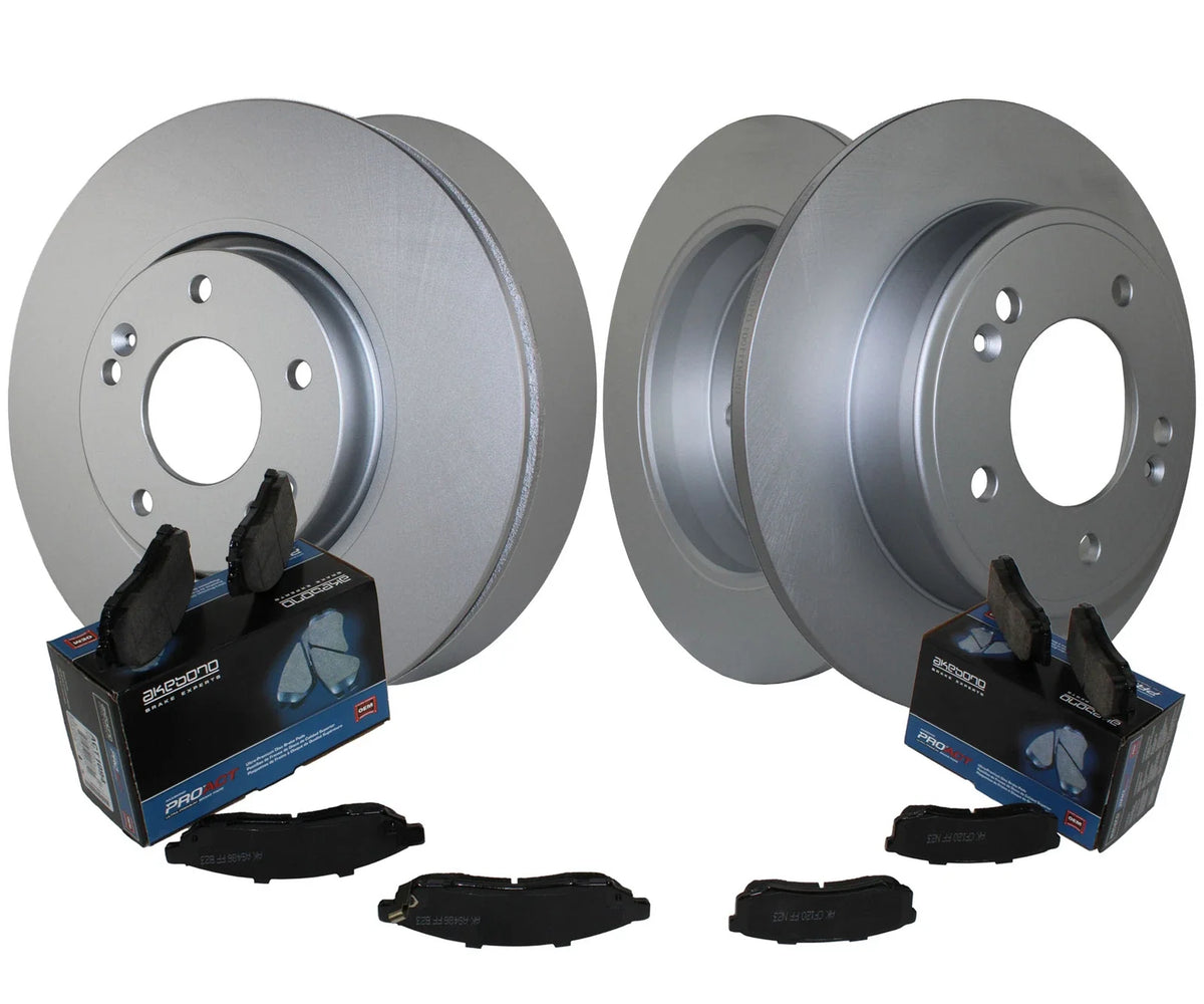 Akebono ProACT Ceramic Brake Pads & Disc Rotors Kit for Kia Forte5 2014-2020