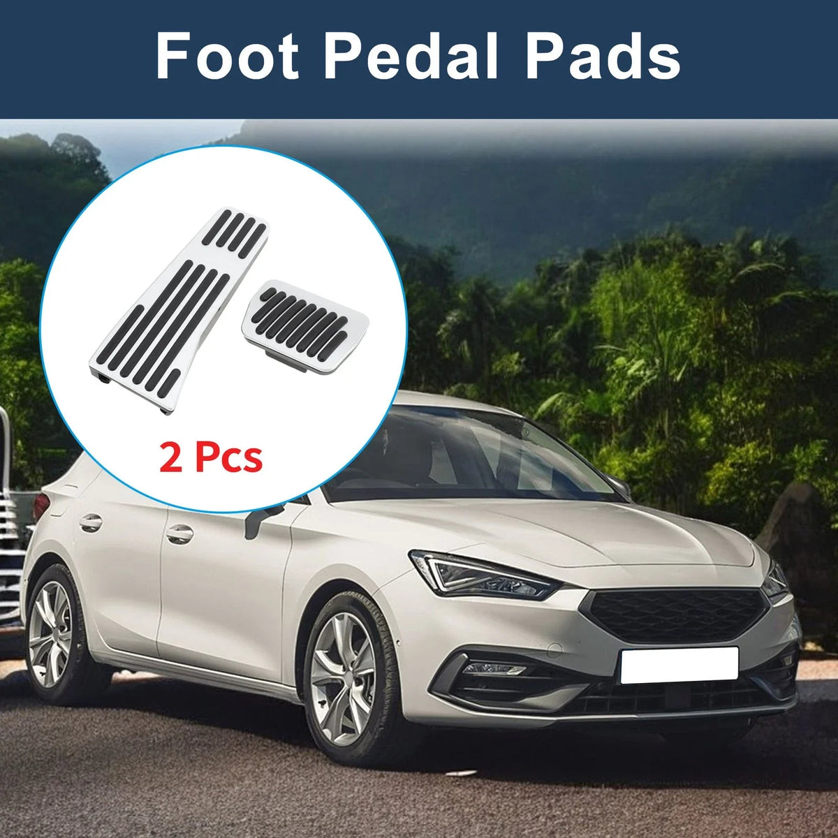 2X Foot Accelerator Pedal Covers for Mazda 3 (2020) Silver Tone