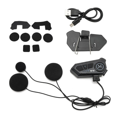 Helmet Speaker Bluetooth Headset for Motorcycle - Universal Fit (Black)