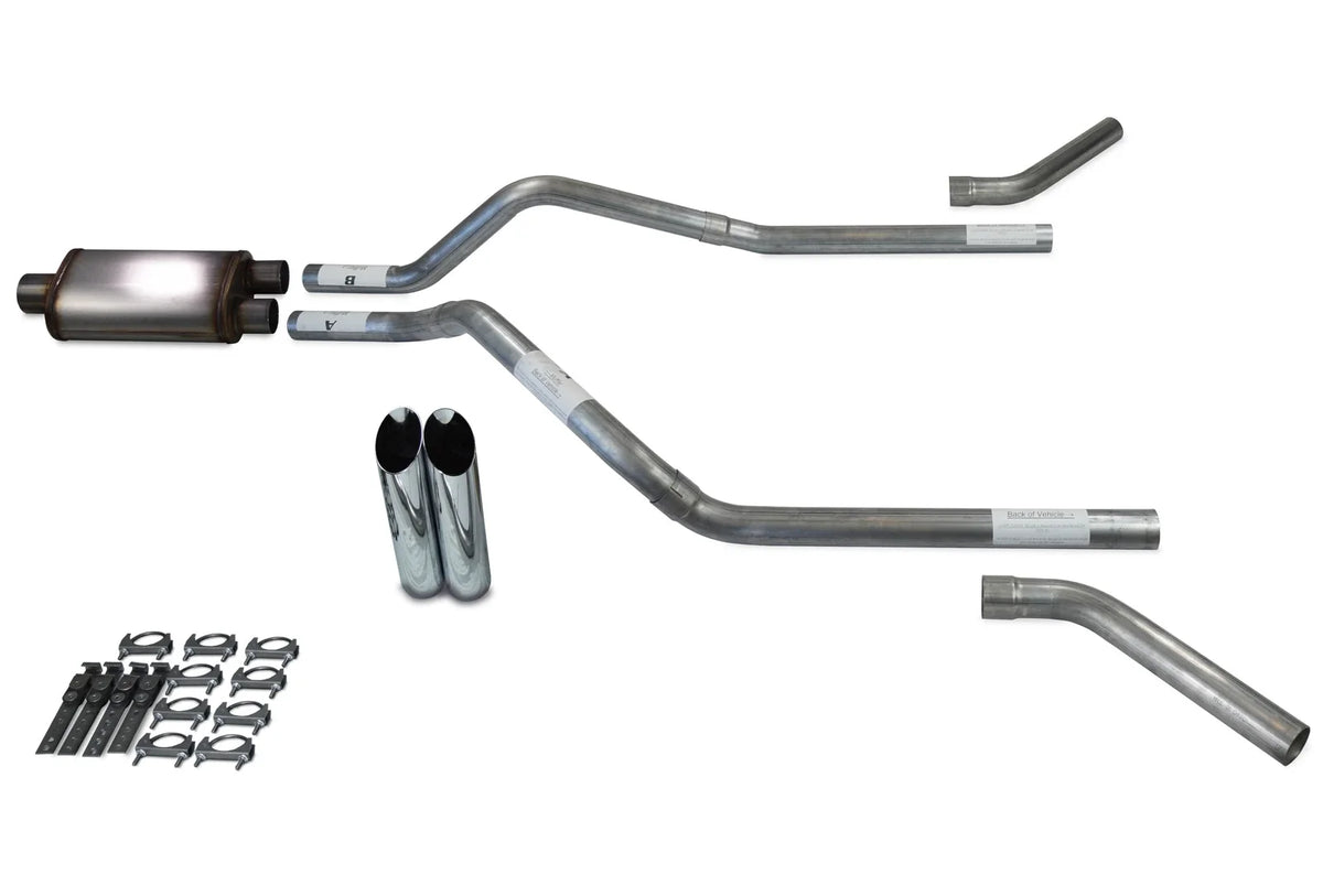 Dual Exhaust Kit for GMC Jimmy (1995–1999) Stainless Slash Tip Corner Exit