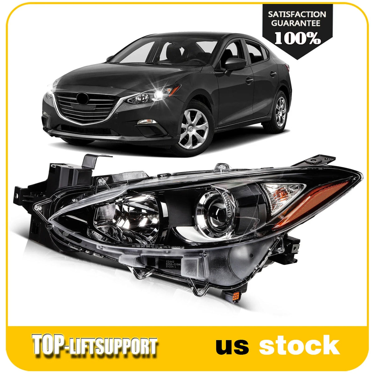 Headlight Assembly for Mazda 3 (2014–2016) with Projector Left Side
