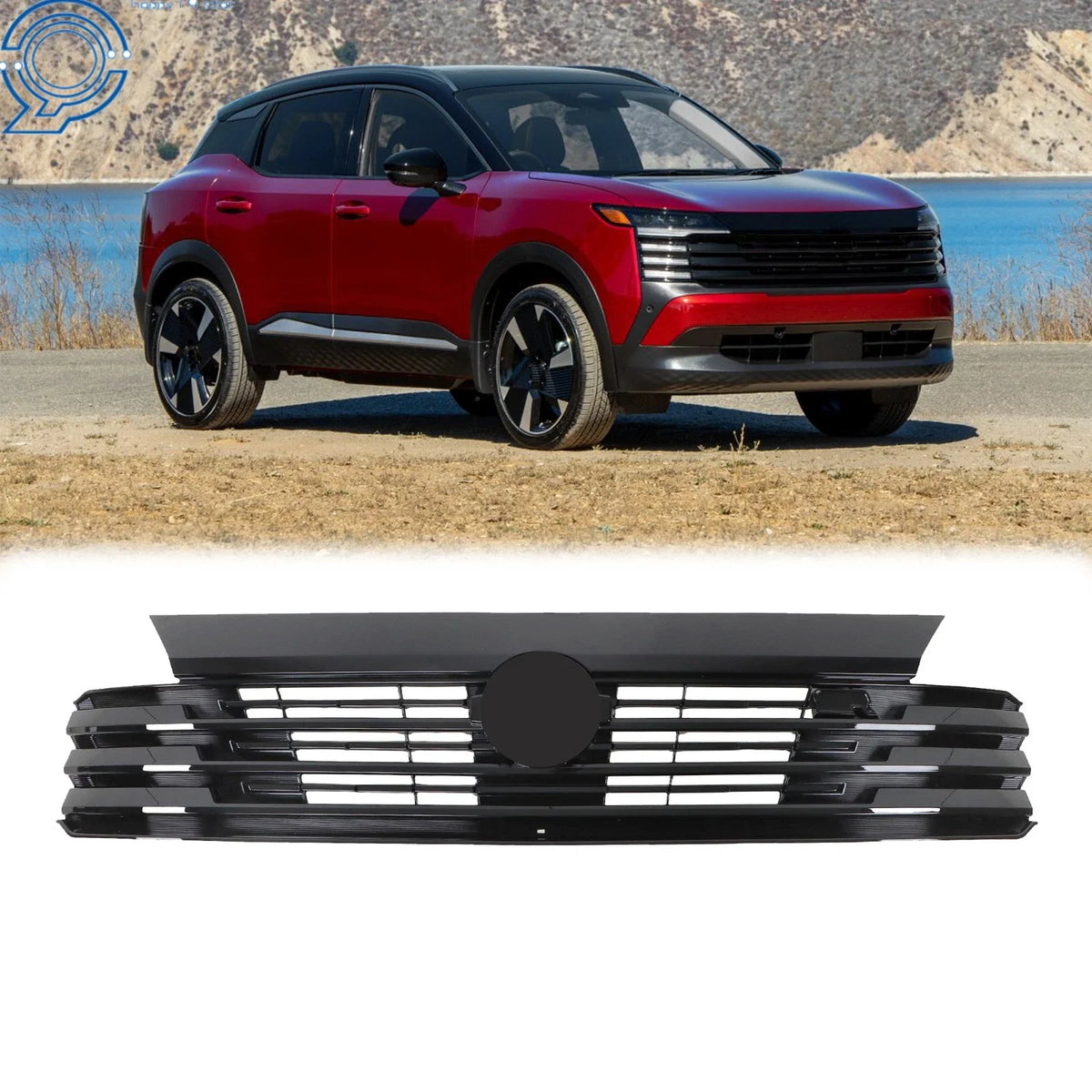 Front Bumper Upper Grille for Nissan Kicks SR (2025) Black Plastic