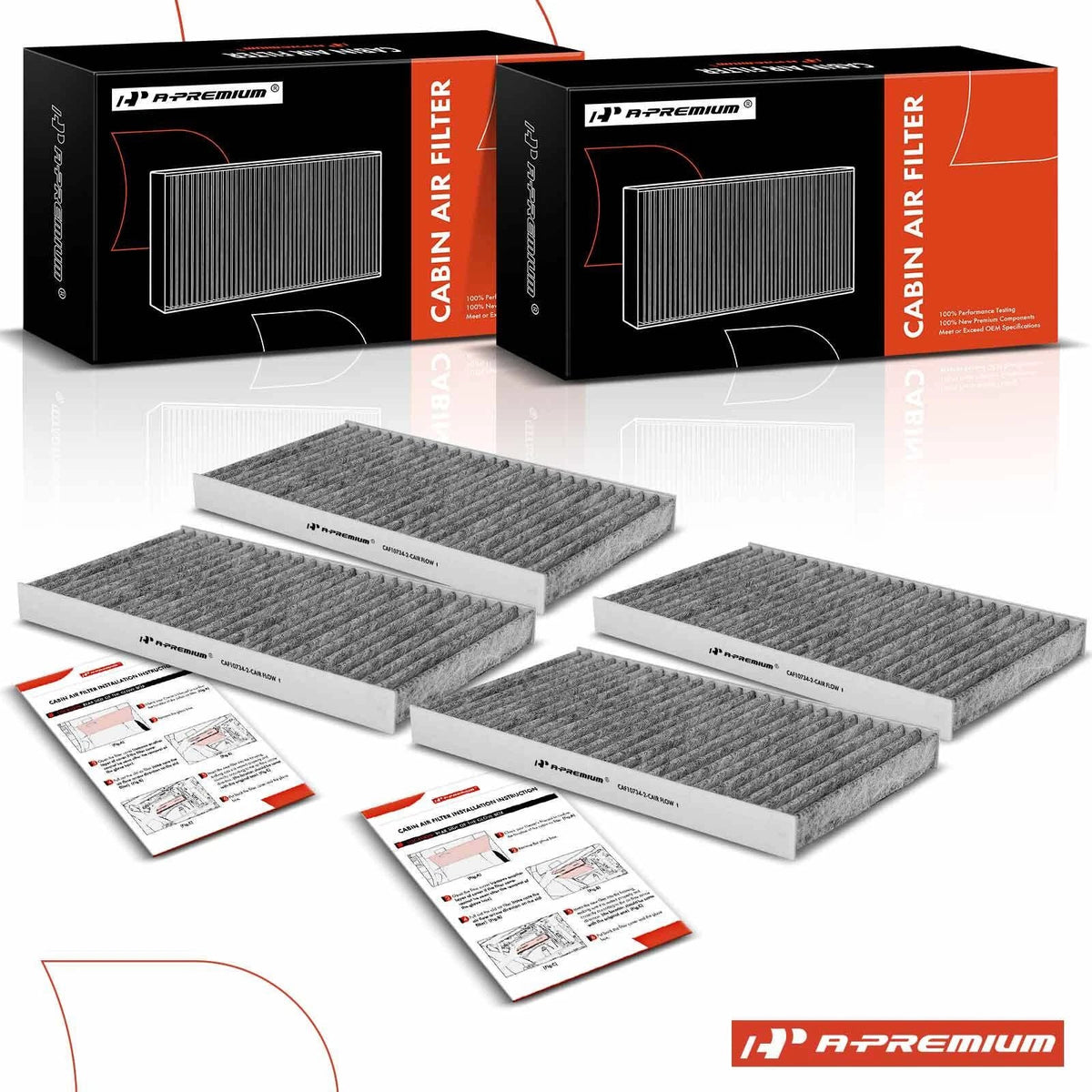 Set of 4 Activated Carbon Cabin Air Filters for Kia Sorento (2003–2009)
