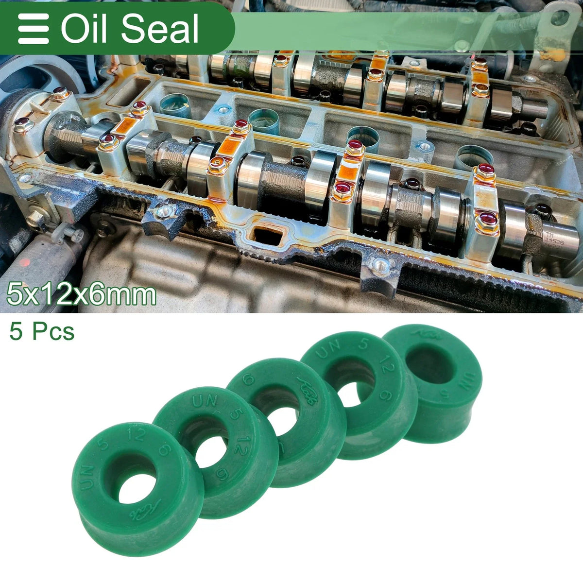 Set of 5 Oil Seal Ring 5x12x6mm for Rotary Shaft (High Pressure)