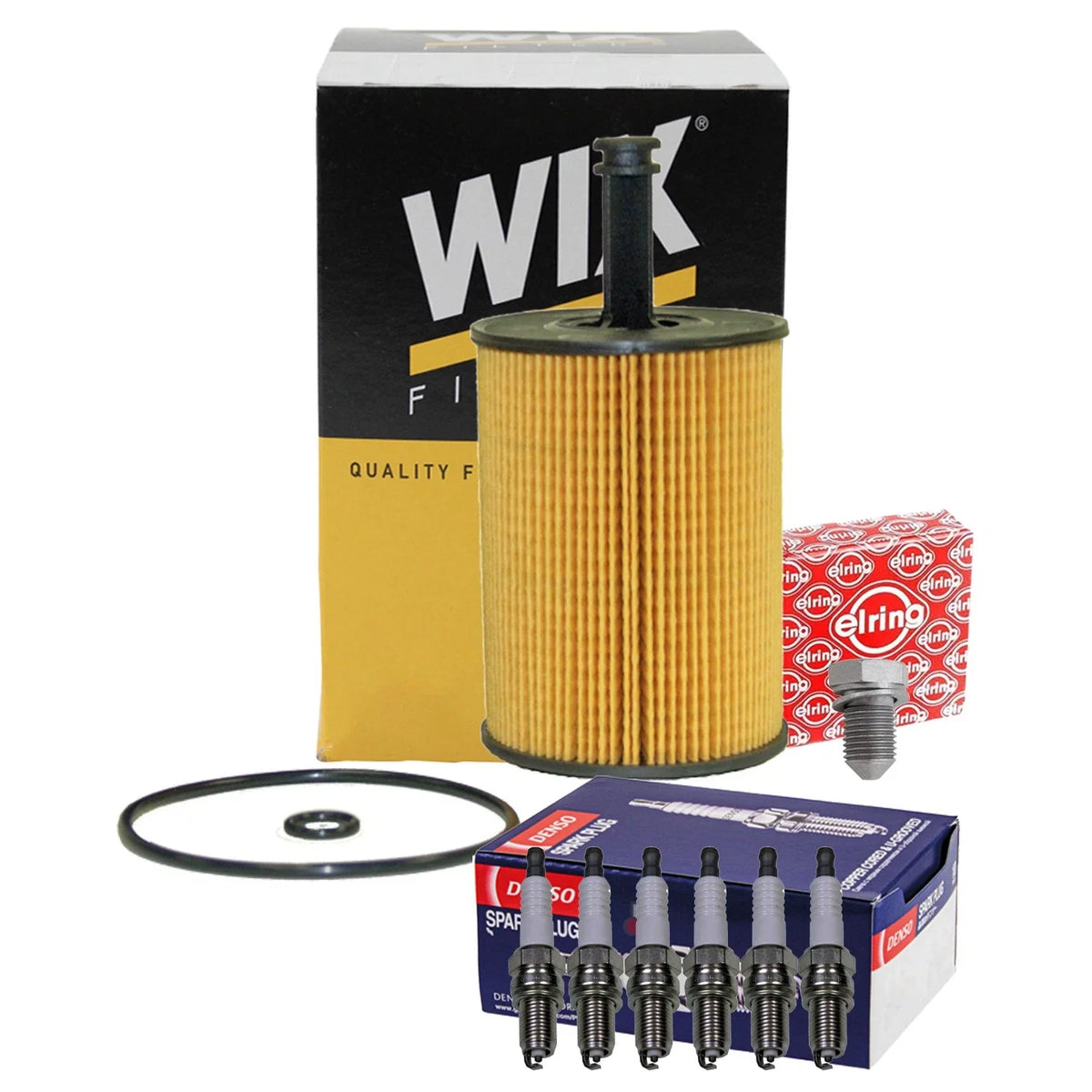 Denso Spark Plug & Wix Engine Oil Filter Kit for Audi A3 TT Quattro 2006-2010