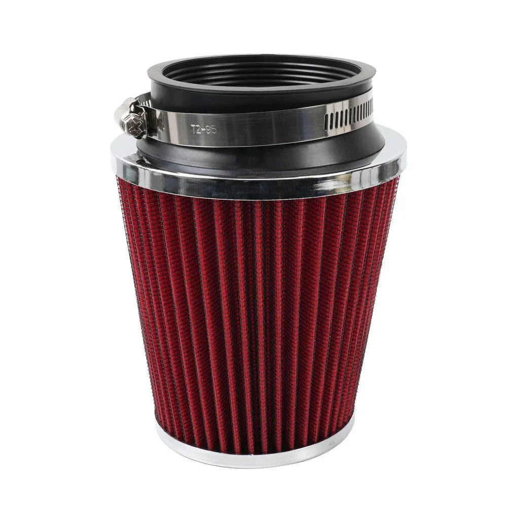 3" 76mm Inlet Cold Air Intake Cone Replacement Dry Air Filter Red