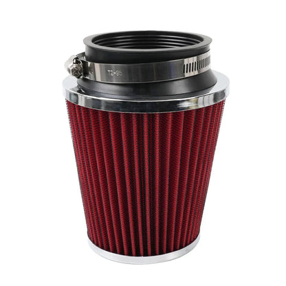 3" 76mm Inlet Cold Air Intake Cone Replacement Dry Air Filter Red