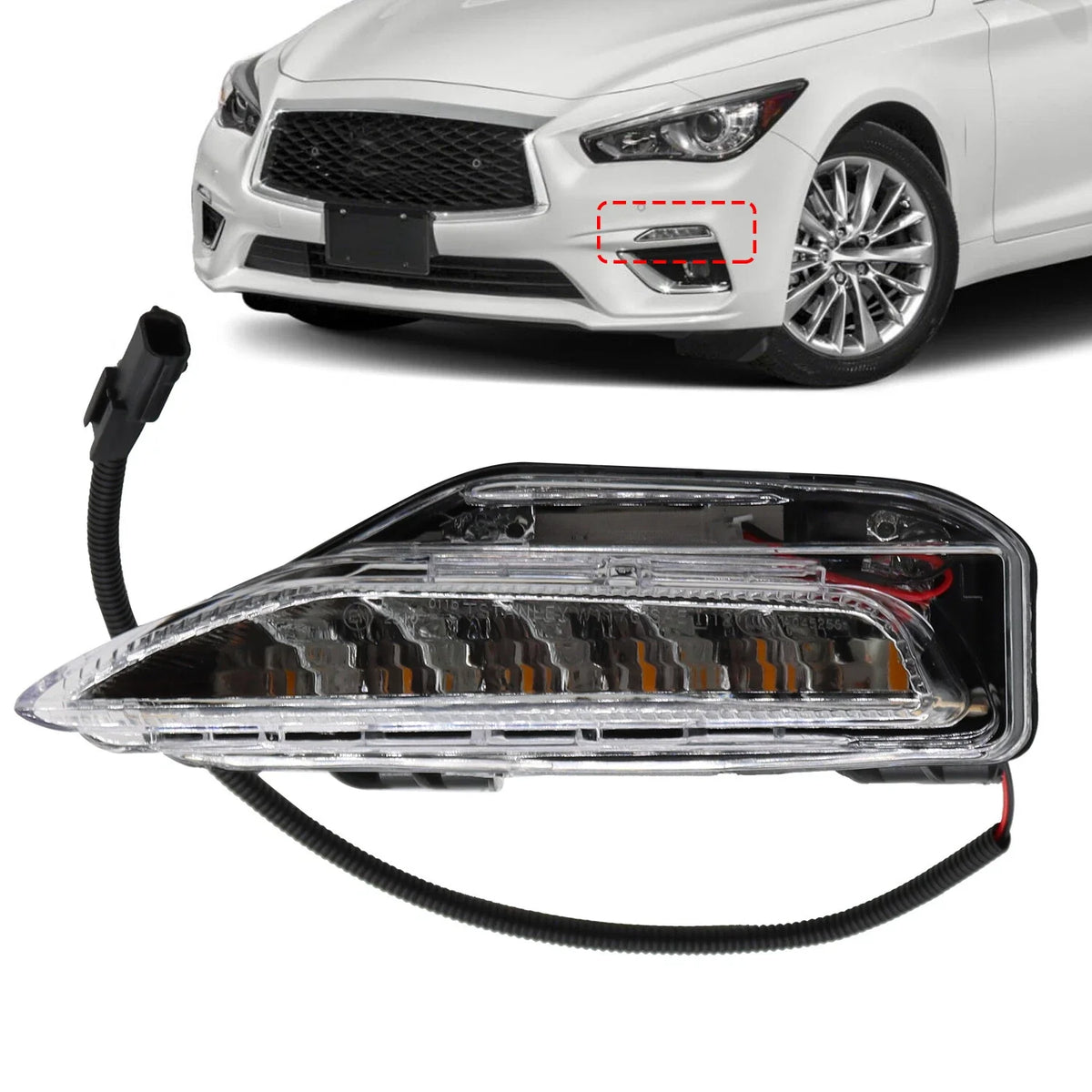 Turn Signal Light Front Left LH Amber for Infiniti Q50 Q50s 2014-2020