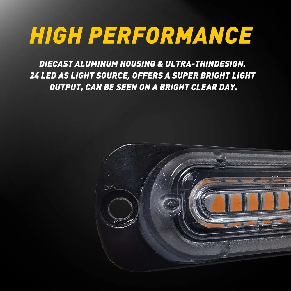 4X LED Amber/White Strobe Kit Warning Light for Car Truck (V)