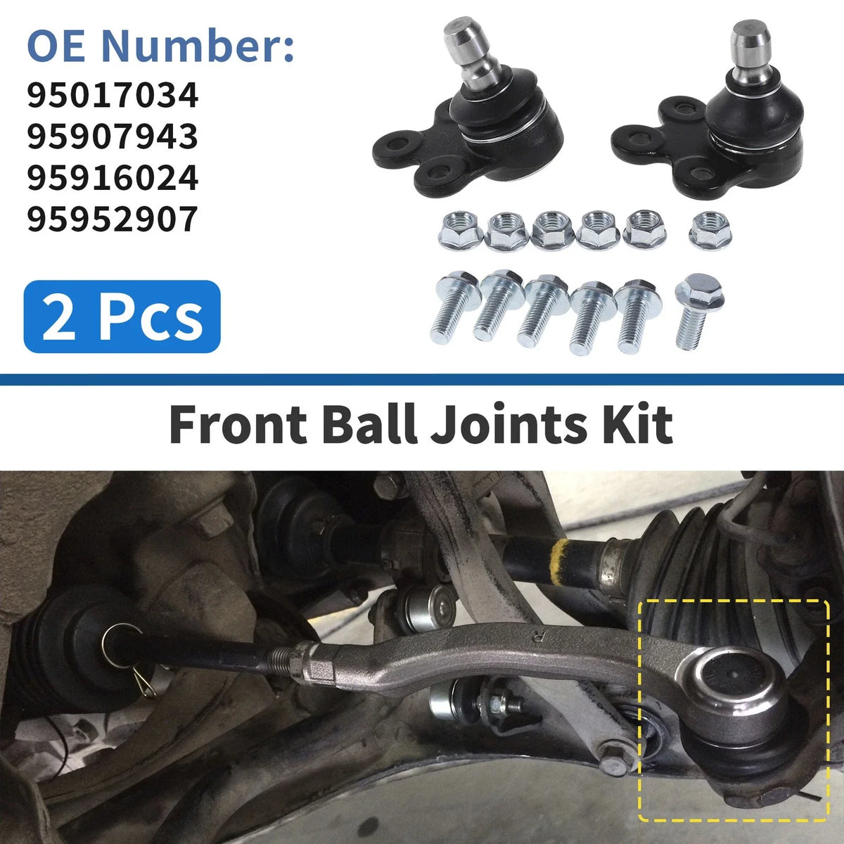 2X Front Lower Ball Joints for Buick Encore (2013–2022) No. 95017034/95907943