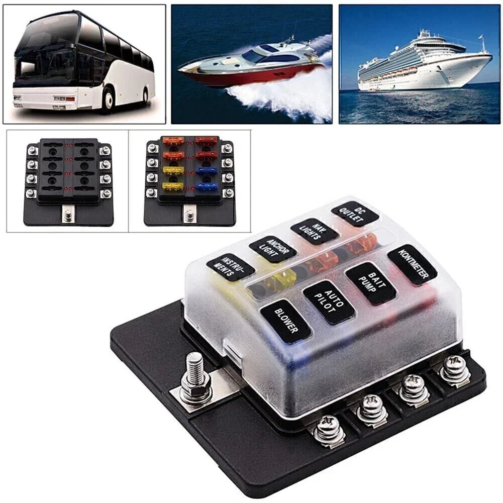 LED Fuse Box Block Holder - 8 Way for Universal Fit