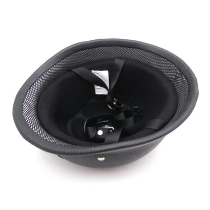 Motorcycle Half Face Helmet - Black Leather, XL, DOT Approved