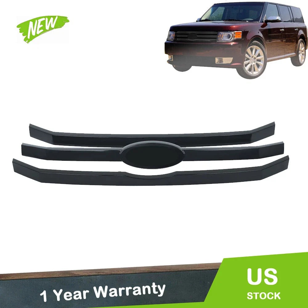 3Pcs Black Upper Grille Bar Inserts for 2009-2012 Ford Flex