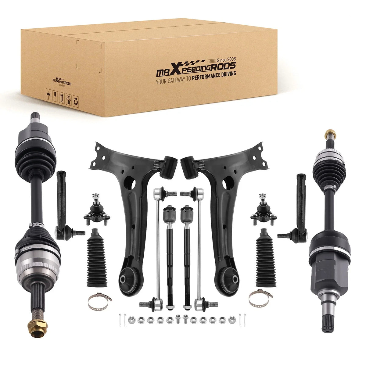 Set of 14 Front Lower Control Arm Tie Rods & CV Axle Assembly for Toyota Corolla (2003–2008)