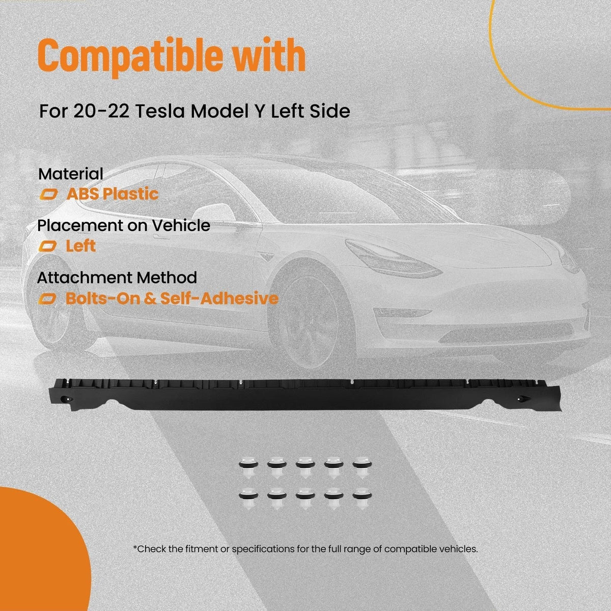 Left Extension Body Panel for Tesla Model Y (2020–2022) 1497741-00-C Black