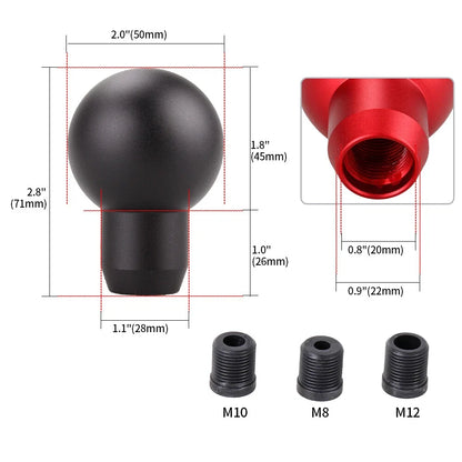 JDM Aluminum Round Ball Shift Knob for Manual Shifter - Universal Fit