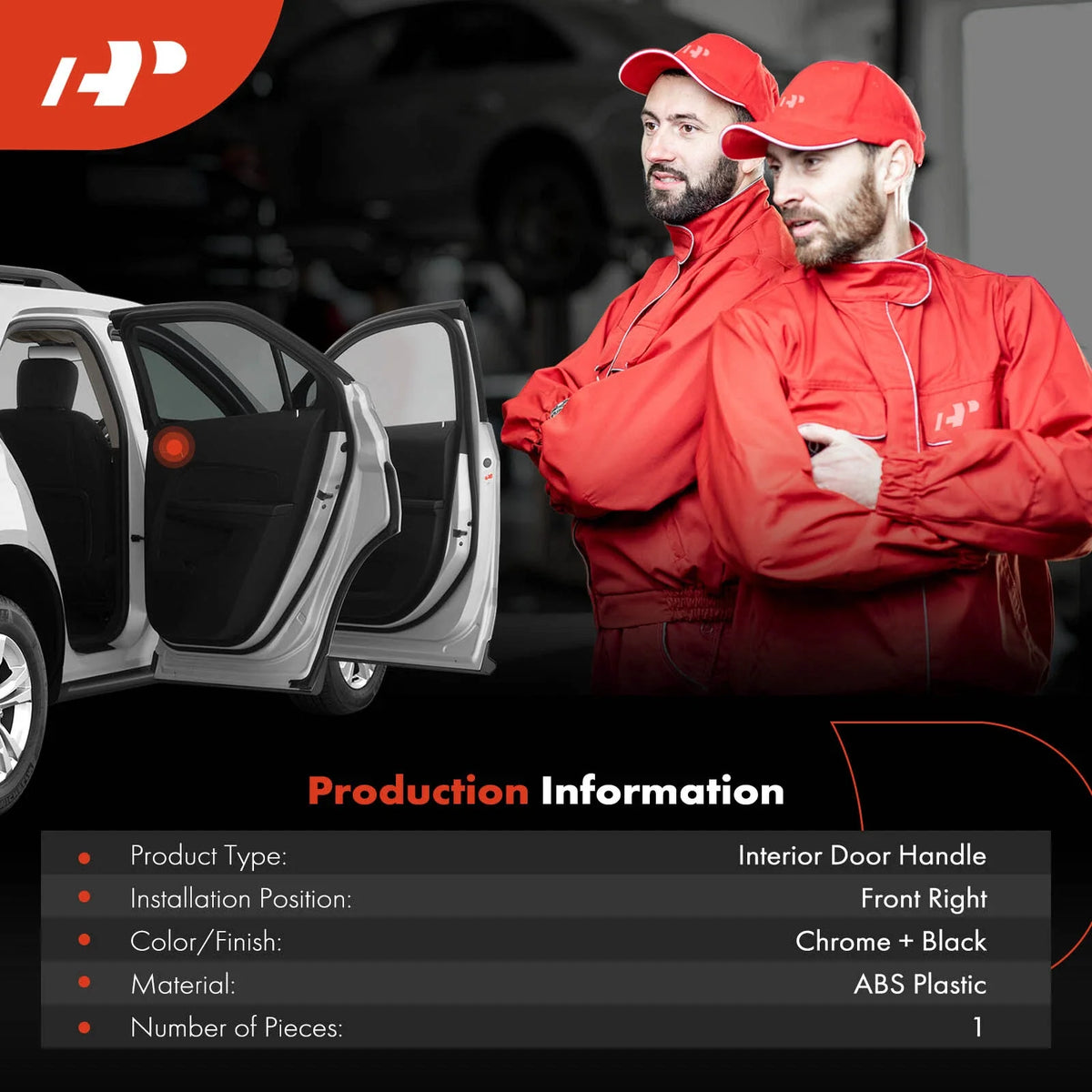 Interior Door Handle Front Right for Honda Accord 2003-2007 Black Chrome