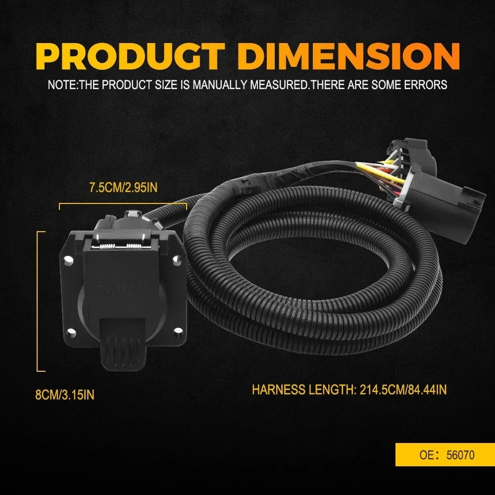 7 Pin Trailer Wiring Harness Kit for Ford F150-550, Sierra, Silverado, Dodge RAM