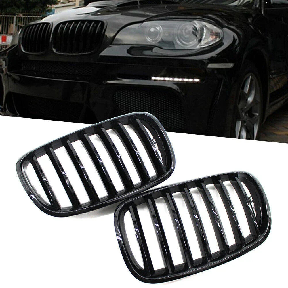 Front Kidney Grille - Gloss Black for X5 X6 E70 E71 (2007-2013)